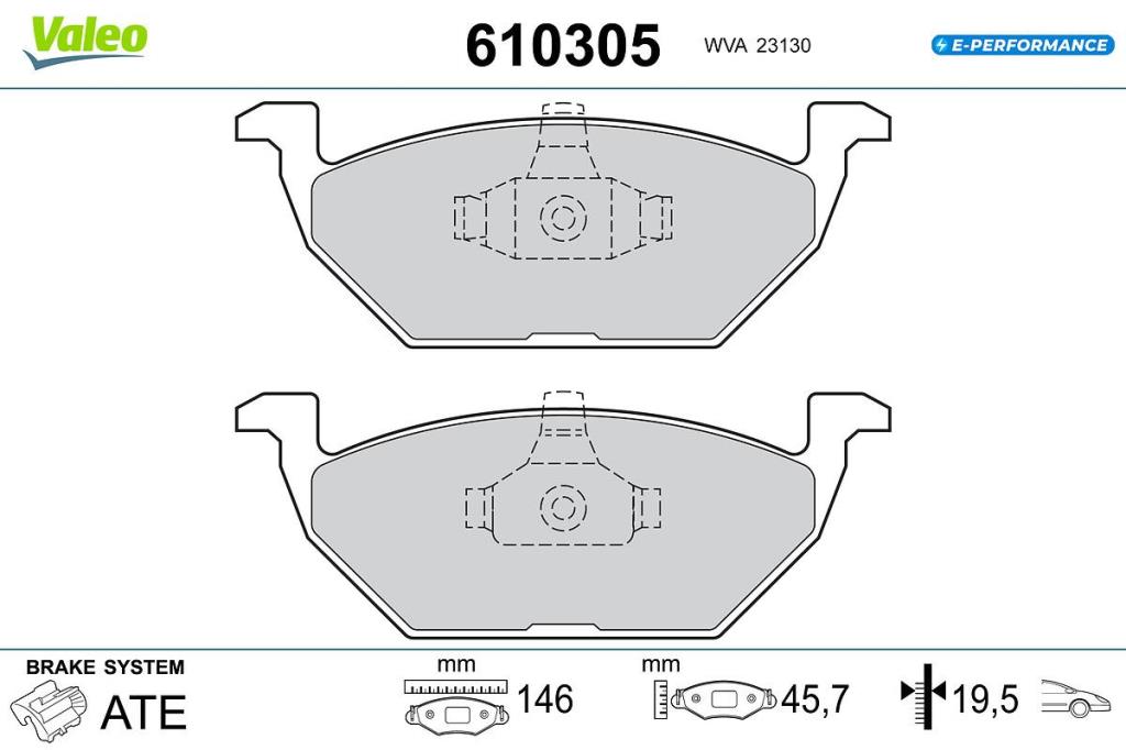 Jeu de 4 plaquettes de frein VALEO 610305